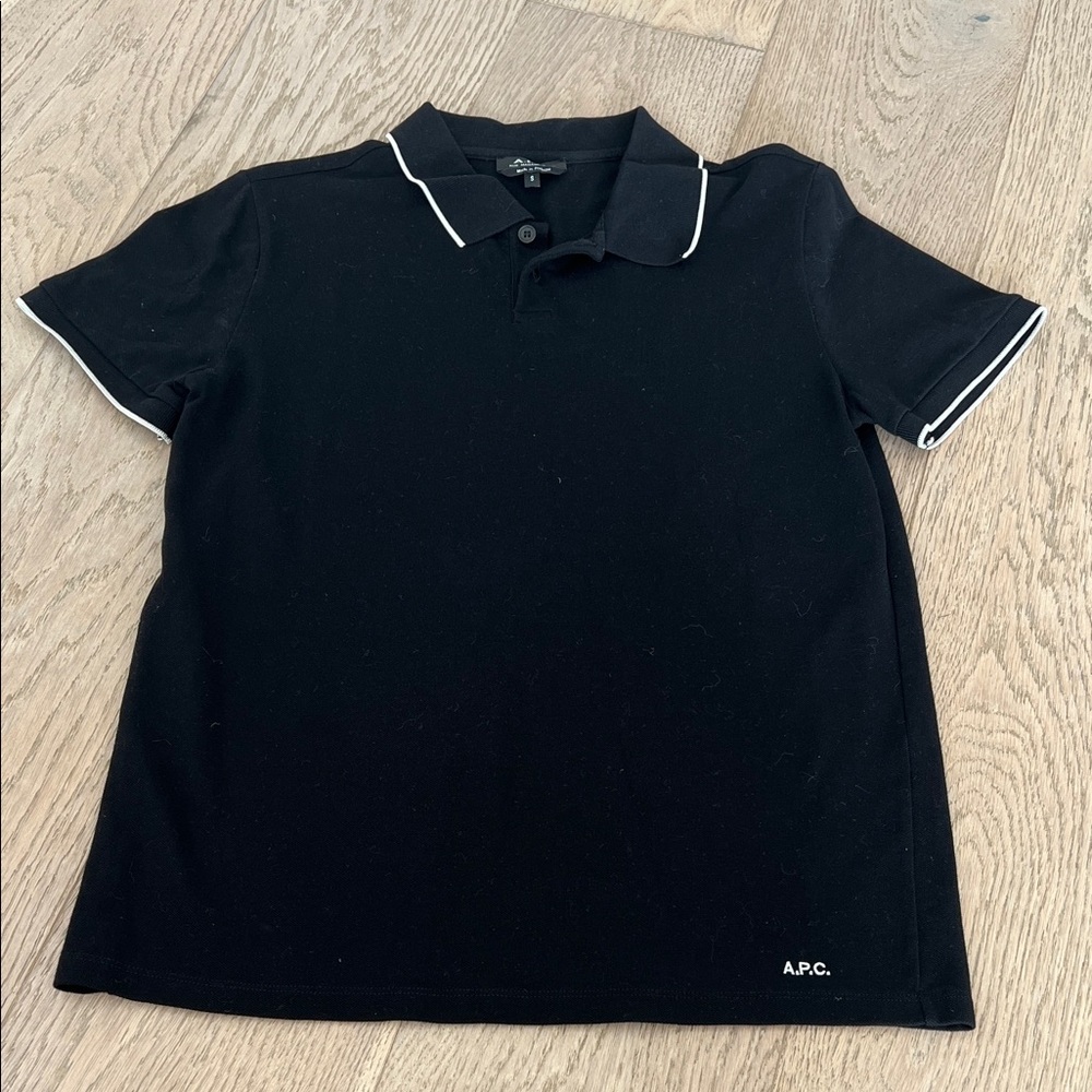 A.P.C. Polo Shirt in Black with White Accents